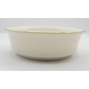 Lenox Moonspun Ivory Porcelain Fruit Cereal Bowl W/ Floral Lace Design Gold Trim